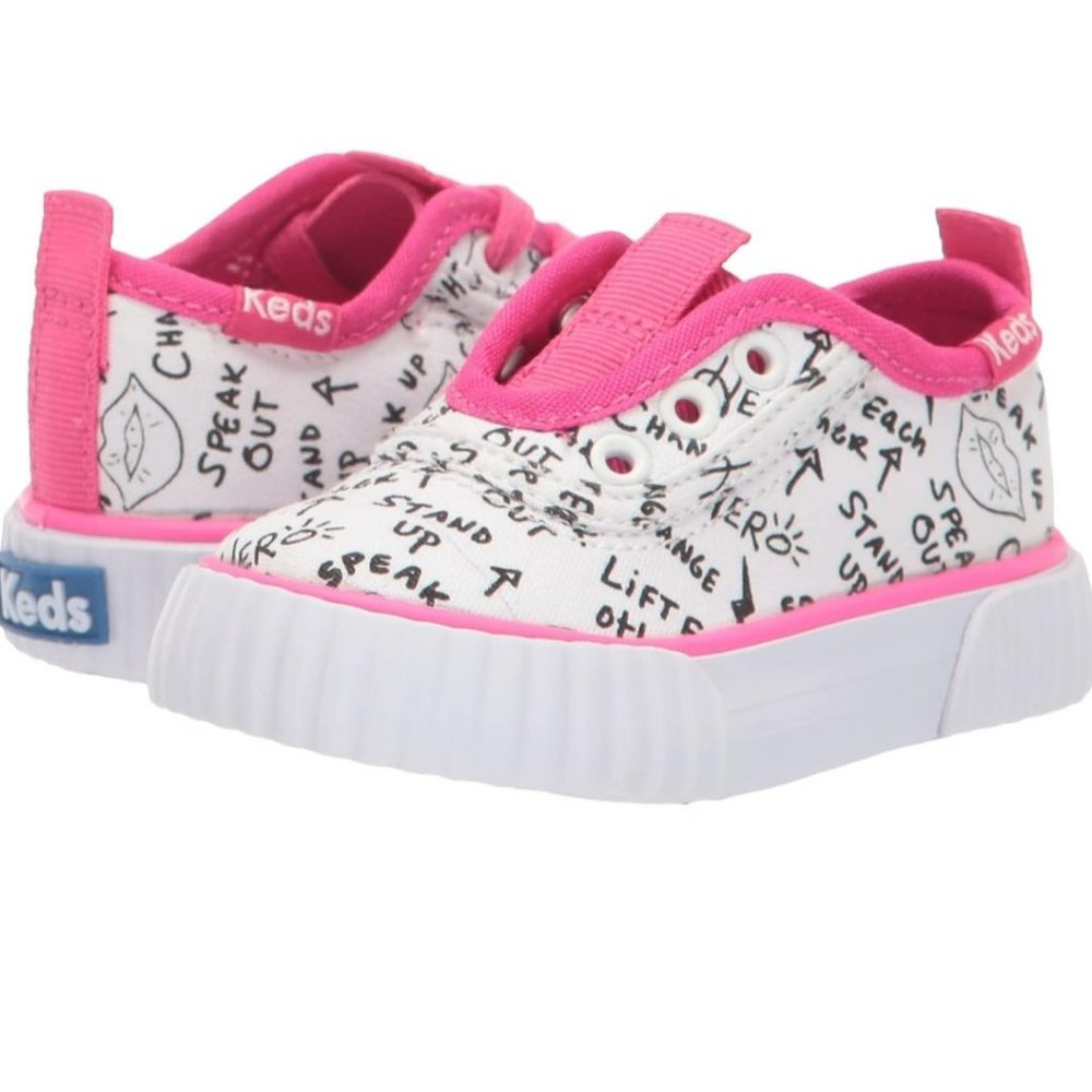 Keds TopKick Washable Slip-On Jr Sneaker, White/Pink US 7.5 NWT